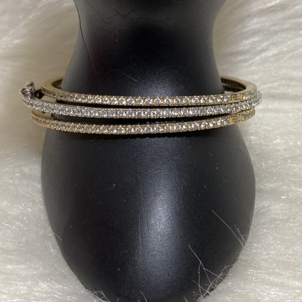 Cubic Zirconia Stackable Hinge Bangle Bracelets - image 3